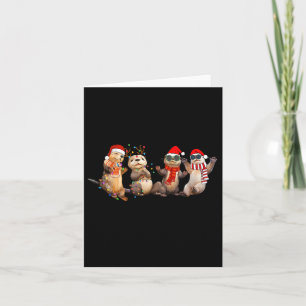 Carte Joli Otter Noël Pyjama Funny Jeu de Noël Lumières