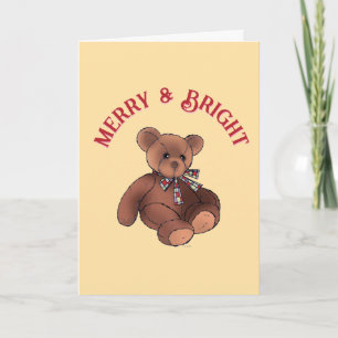 Carte Joli ours en peluche pour les fêtes de Noël joyeux