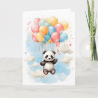 Joli ours panda aquarelle grands ballons blanc