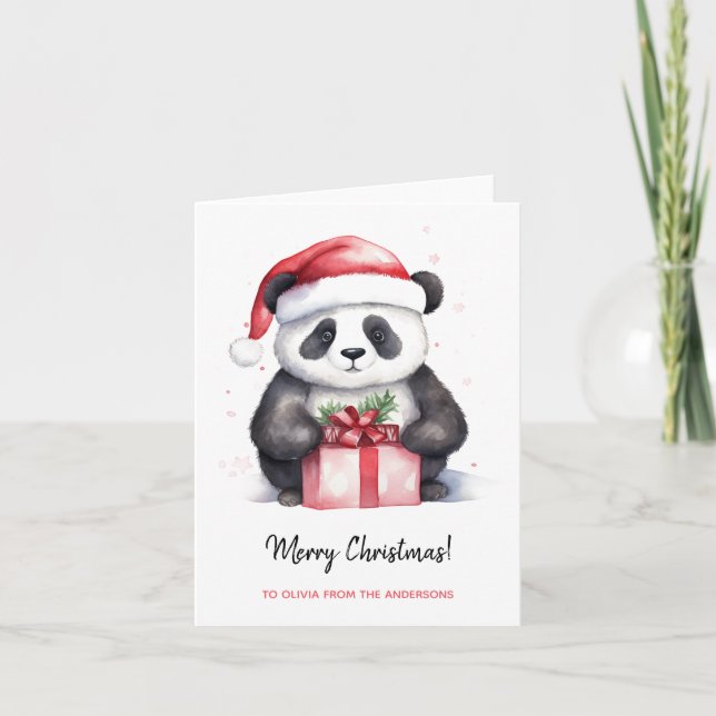 Carte Joli Panda Père Noël Joyeux Noël (Devant)