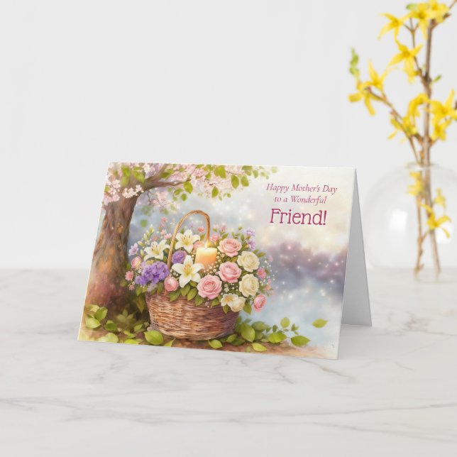 Carte Joli panier pour la fête des mères avec des fleurs (Fleur jaune)