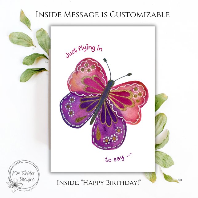 Carte Joli Papillon Aquarelle Anniversaire (Créateur téléchargé)