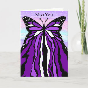 Carte Joli Papillon pourpre Mlle You