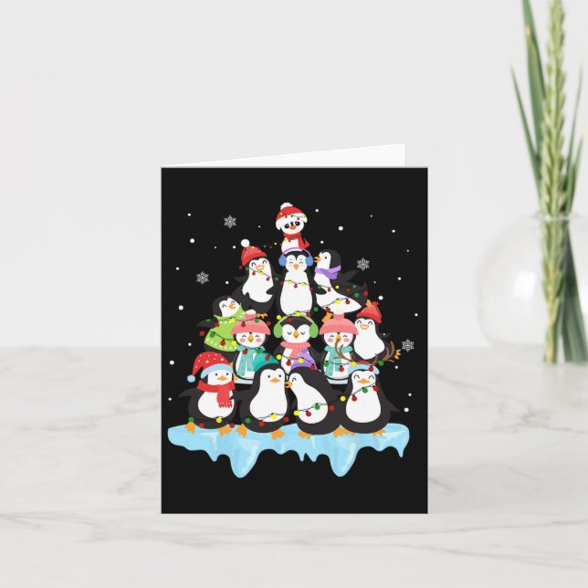 Carte Joli Penguin Noël Arbre Penguin Lover Noël (Devant)