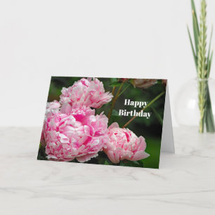 Carte Joli Peonies roses Floral Photo Anniversaire