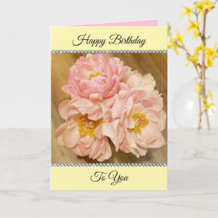 Carte Joli Peonies Roses Joyeux Anniversaire