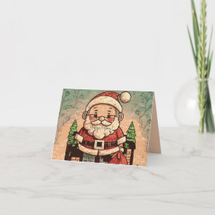 Carte Joli Père Noël grand-père