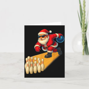 Carte Joli Père Noël jouant boule de bowling et Ns quill
