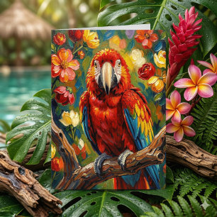 Carte Joli perroquet Ara Impasto Joyeux Anniversaire