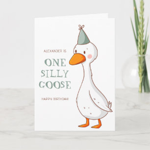 Carte Joli petit canard vert Premier anniversaire
