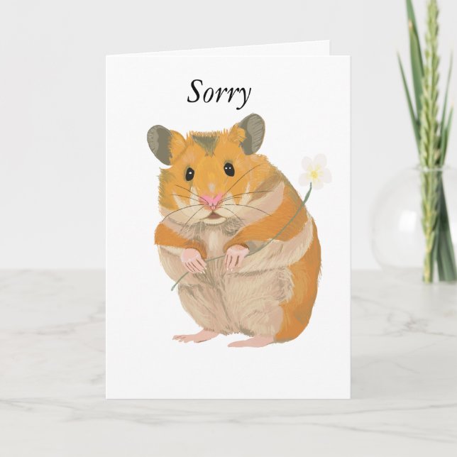 Carte Joli petit Hamster tenant une fleur (Devant)