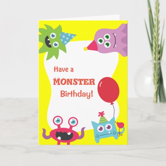 Carte Joli Petit Monstre Colore Joyeux Anniversaire Zazzle Fr