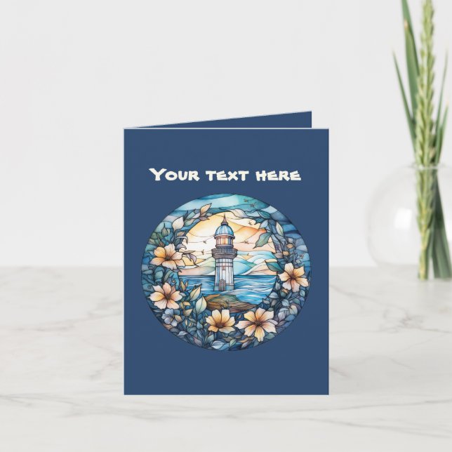 Carte Joli phare en faux vitrail ajouter du texte  (Devant)