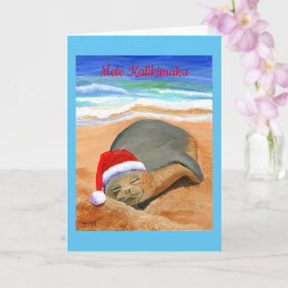 Carte Joli phoque moine de Noël Mele Kalikimaka
