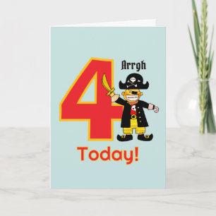 Carte Joli pirate Arrgh quatre aujourd'hui 4e anniversai