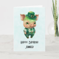Joli porc vert Fairytale dans un joli Anniversaire