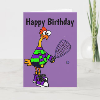 Carte Joli poulet en caoutchouc Jouer Racquetball Cartoo