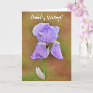 Carte Joli printemps violet Iris Flower Art Anniversaire