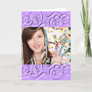 Carte Joli Purple Spirls Ajouter Votre Photo Anniversair