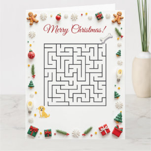 Carte Joli puzzle de labyrinthe de Noël de chien Labrado