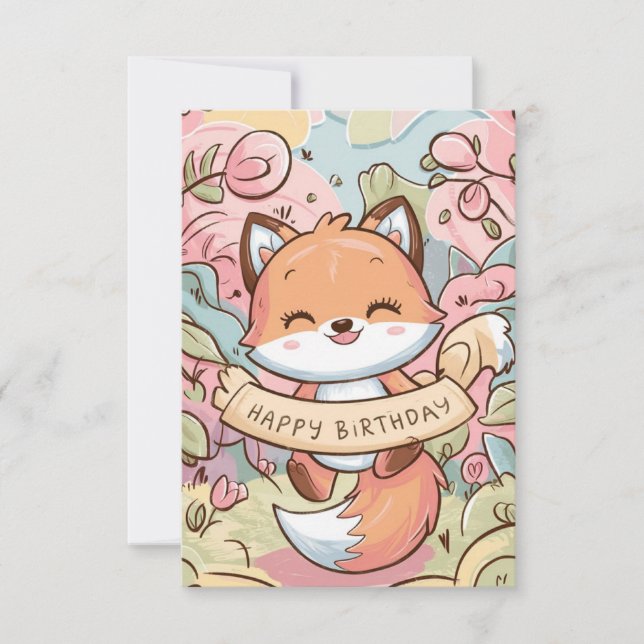 Carte Joli Renard Charming Anniversaire (Devant)