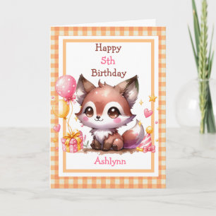 Carte Joli renard des bois pour l'anniversaire de filles