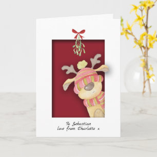 Carte Joli Renne Avec Guirlande De Noël Noël