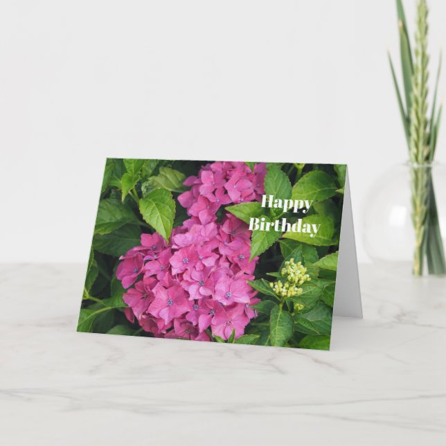 Carte Joli rose Hydrangea Fleurs Photo Anniversaire (Devant)
