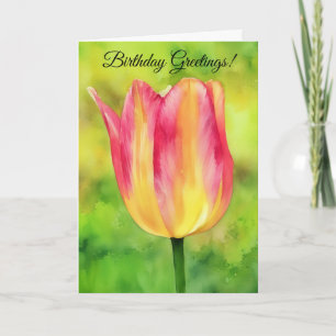 Carte Joli rose Jaune Tulip Flower Art Anniversaire