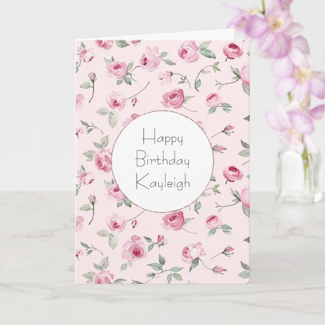 Carte Joli rose Roses Floral Anniversaire (Orchidée)