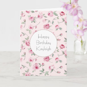 Carte Joli rose Roses Floral Anniversaire