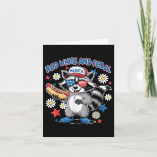 Carte Joli Rouge Blanc Et Feral Raccoon Hot Dog 4th De J