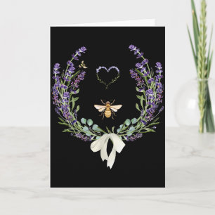 Carte Joli Ruban Abeille Fleur de Lavande Cœur Botanique