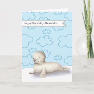 Carte Joli Seal Bébé Personnalisé Joyeux anniversaire