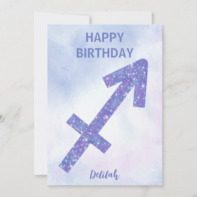 Carte Joli Signe Sagittaire Personnalisé Joyeux Annivers (Devant)