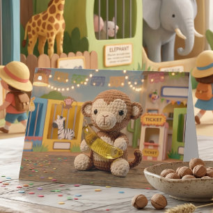 Carte Joli Singe au Crochet   Joyeux Anniversaire Jeu de