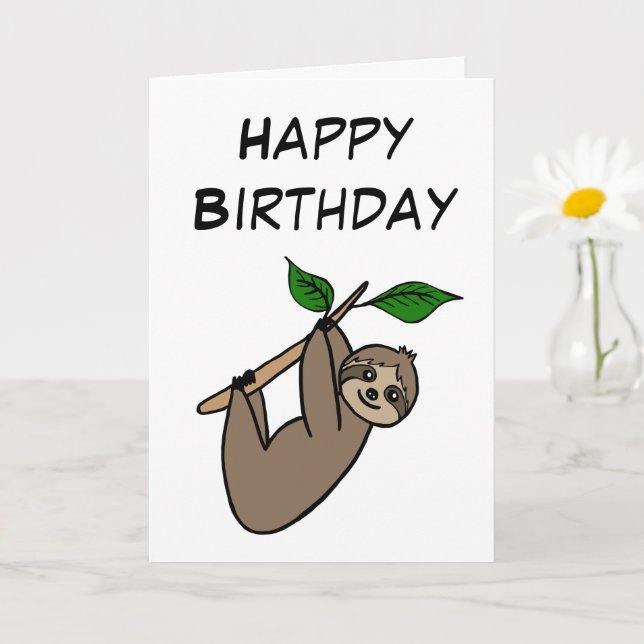Carte Joli Sloth Anniversaire Relax (Petite plante)
