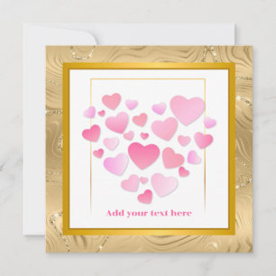 Carte Joli Style Cœurs Roses Romantique Saint-Valentin