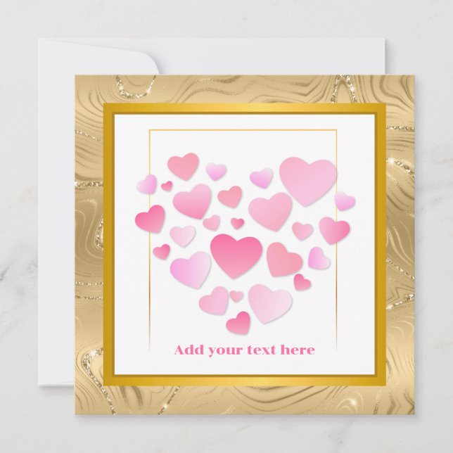 Carte Joli Style Cœurs Roses Romantique Saint-Valentin (Devant)