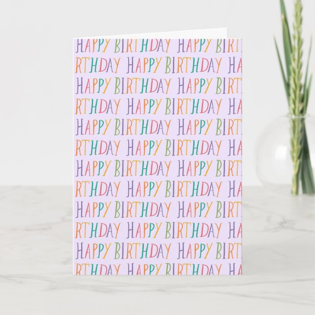 Carte Joli texte manuscrit d'anniversaire coloré (Devant)