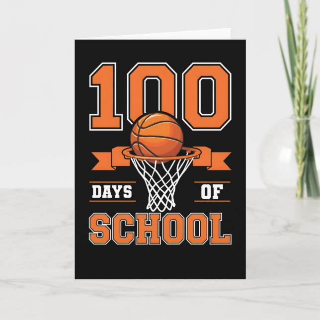 Carte Joli thème de basket-ball pour les 100 jours d'éco (Devant)