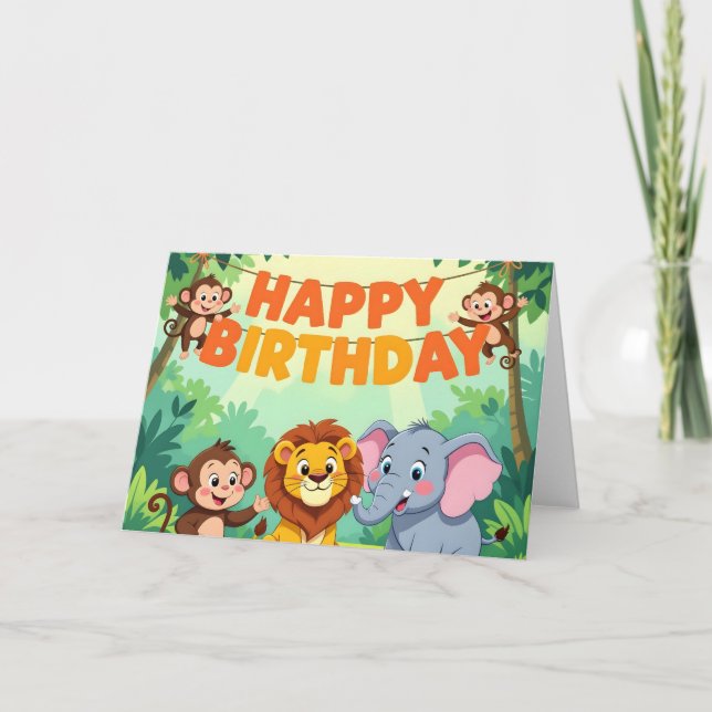 Carte Joli thème safari pour joyeux anniversaire (Devant)