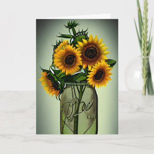 Carte Joli tournesol dans Vases Art Anniversaire de la
