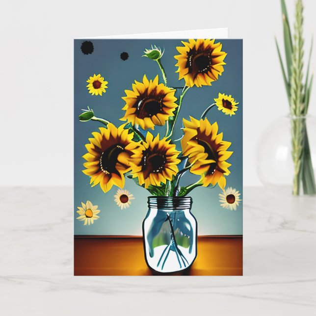 Carte Joli tournesol dans Vases Art | Anniversaire de ma (Devant)