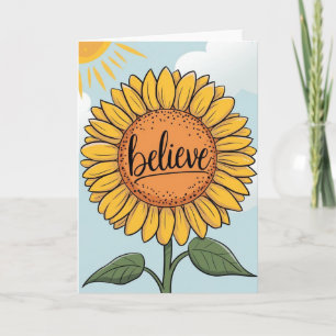 Carte Joli tournesol de dessin animé "Croire" Inspirant