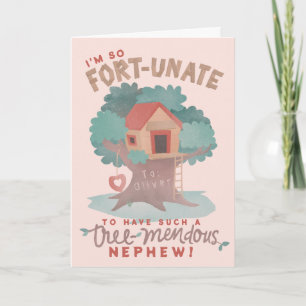 Carte Joli Tree Fort Punny voeux d'anniversaire neveu