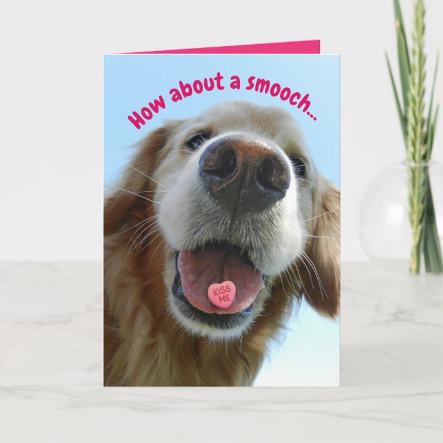 Carte Joli Valentine's Day Golden Retriever Pooch Smooch (Devant)