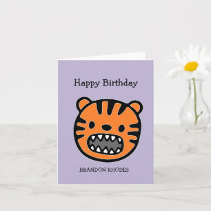 Carte Joli visage de tigre brun violet