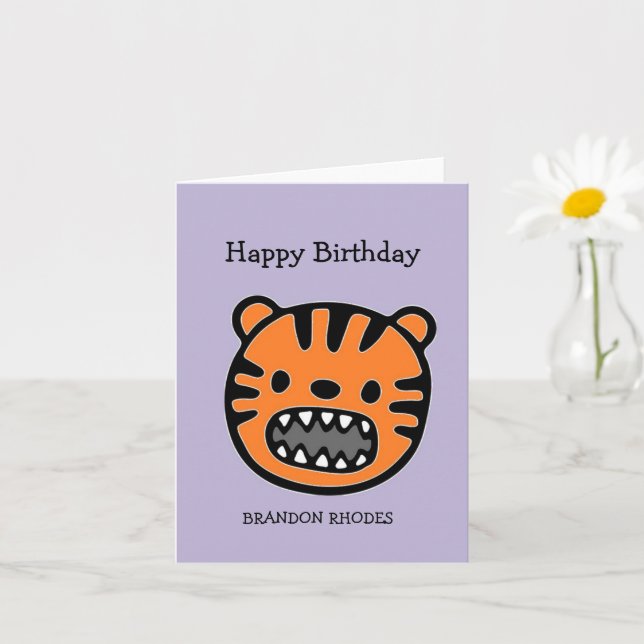 Carte Joli visage de tigre brun violet (Petite plante)