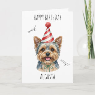 Carte Joli Woof Yorkie Nom Personnalisé Amateur de Yorki